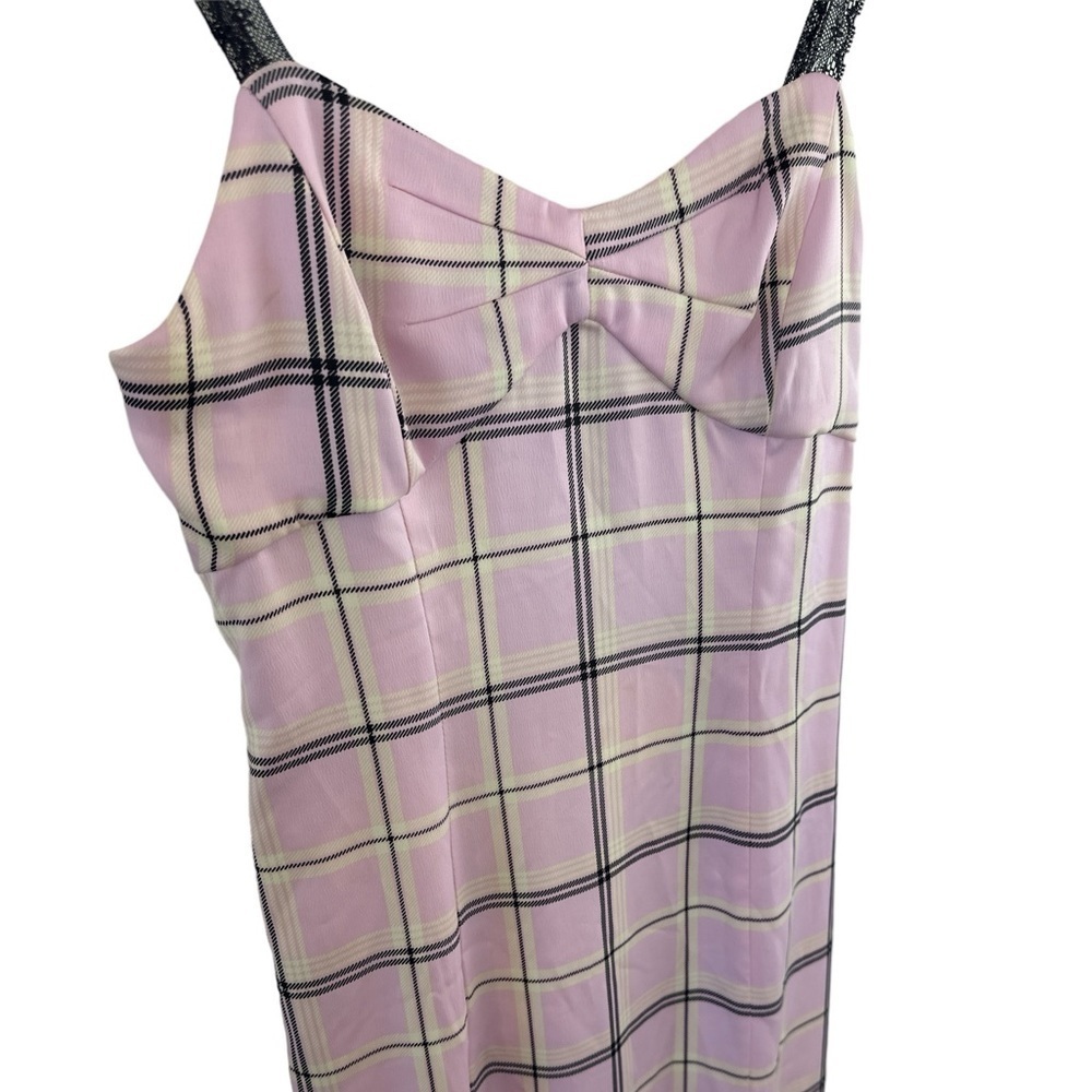 Urban Outfitters Cher Pink Plaid Satin Midi Dress - Picture 6 of 16